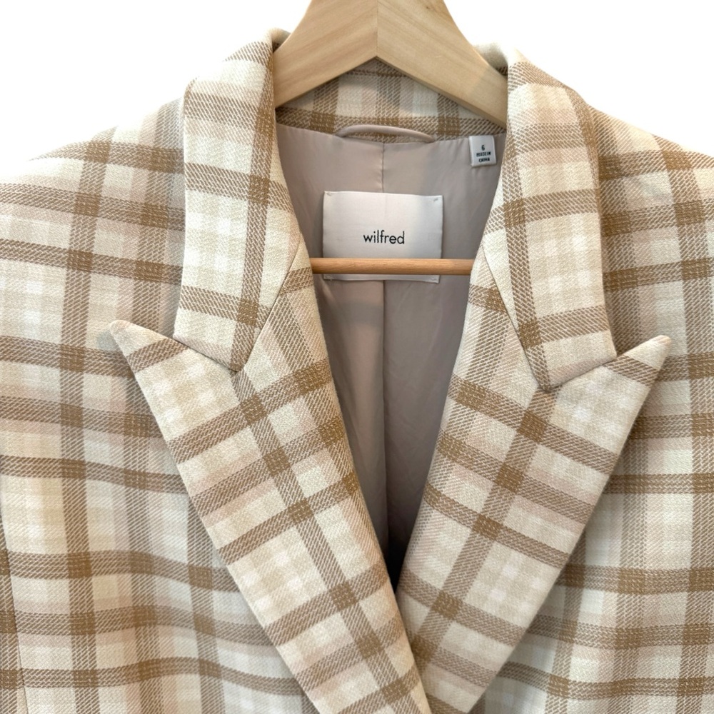 NWOT Wilfred Tan and Cream Plaid Blazer - Picture 4 of 16